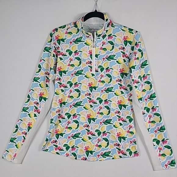 San Soleil Tops - NEW San Soleil PARKS Rash Guard Sun Top UPF 50 Sporty Tennis Lemons Sz S